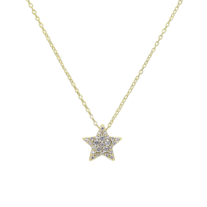 [Australia] - 18K Gold Star Necklace for Women - CZ Star Pendant Necklace - Dainty Necklace - Simple Necklace - Layered Necklace 