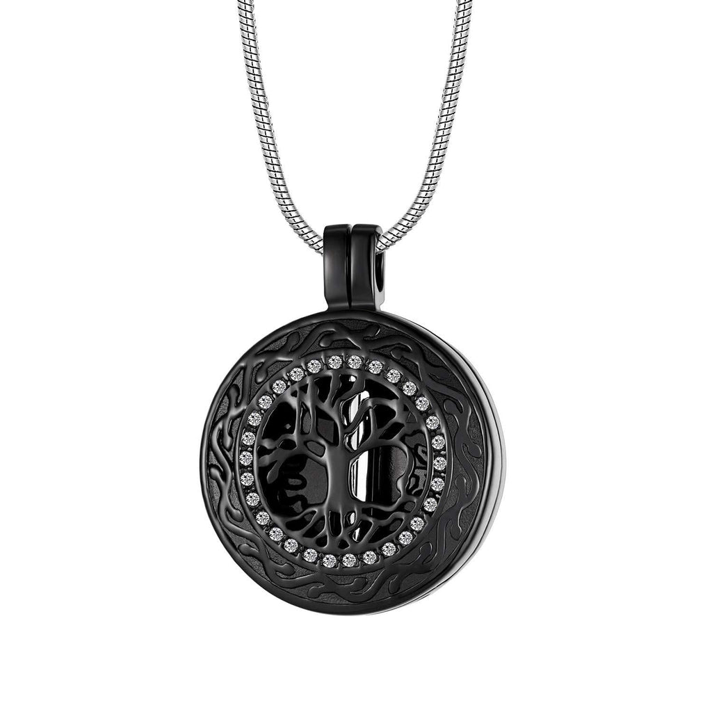 [Australia] - Tree of Life Cremation Urn Necklace for Ashes Memorial Pendant Stainless steel jewelry, Always in my heart Black 