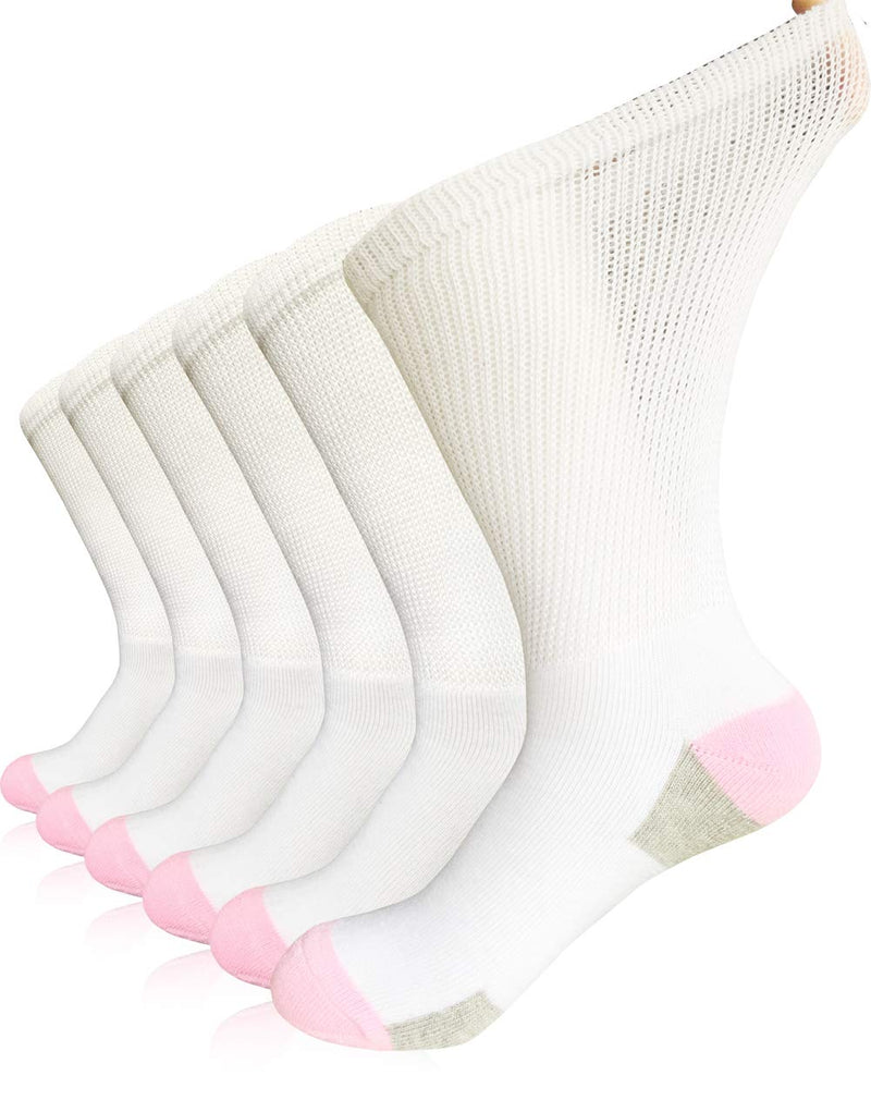 [Australia] - Women Diabetic Socks Non-Binding Wide Top Loose Fitting Medical Hospital Socks for Diabetes Edema Thick Ankle Crew Socks Casual Dress Sox 