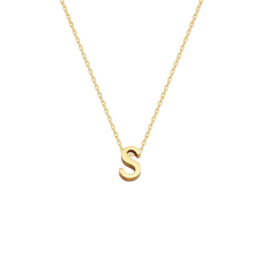 [Australia] - Small Initial Necklace 18K Gold Plated Stainless Steel Tiny Letter Necklace Personalized Monogram Name Necklace for Women Girls S 