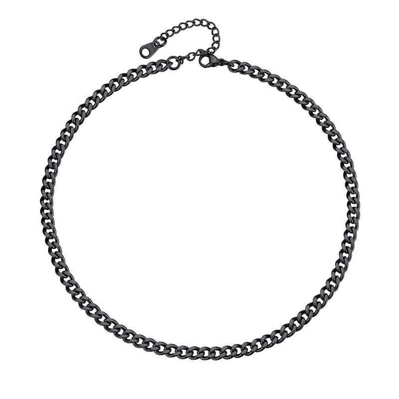 [Australia] - PROSTEEL Stainless Steel Cuban Chain Necklace, Silver/Gold/Black Tone, Nickel-Free, Hypoallergenic Necklace, W: 4.8mm-14mm, L: 14inch-30inch, Come Gift Box 14.0 Inches A: 4.8mm-black 
