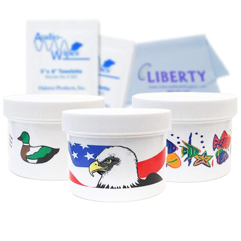 [Australia] - Audiologist Choice Hearing Aid Dehumidifier (Duck, Fish, or Patriotic Design) - Hearing Aid Dehumidifier Drying Jar w/Desiccant and AudioWipes Towelettes and Liberty Cloth (Patriotic) 
