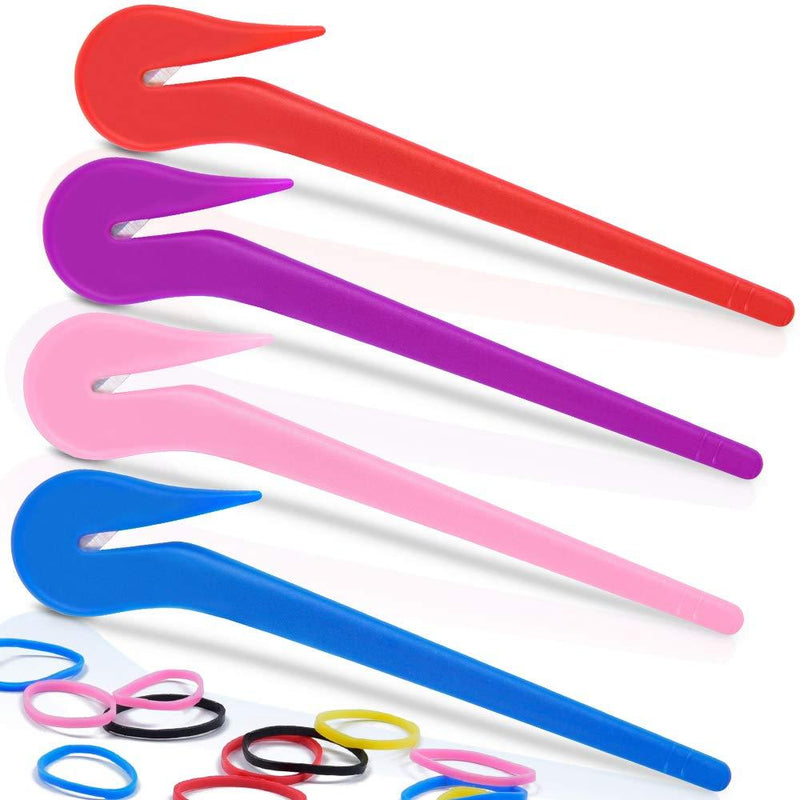 [Australia] - Elastic Hair Bands Remover, TsMADDTs 4pcs Pony Pick For Cutting Pony Rubber Hair Ties Pain Free Ponytail Remover Tool 50pcs Colored Rubber Hair Ties 