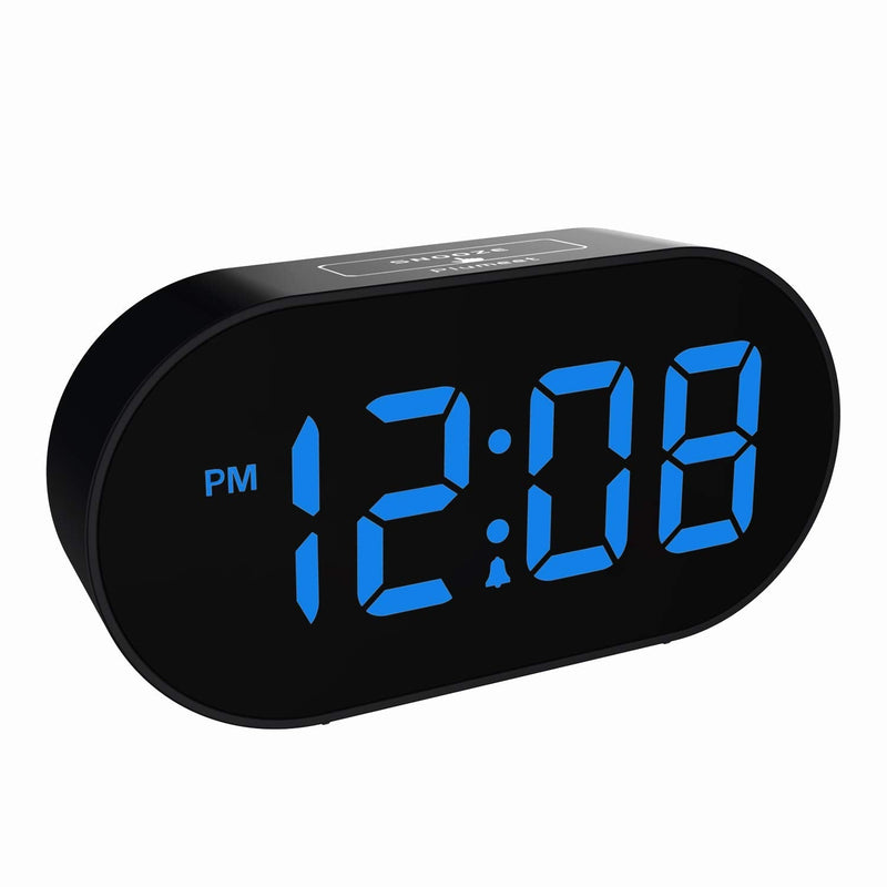 [Australia] - Digital Alarm Clock - Plumeet LED Clocks with Adjustable Brightness Dimmer and Alarm Volume - Blue Digit Display 12-24 Hrs - Kids Clocks with Snooze USB Port Phone Charger 