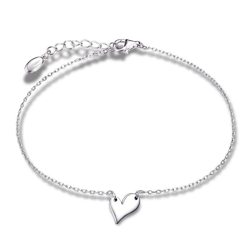 [Australia] - SIMPLGIRL Heart Anklet for Women S925 Sterling Silver Adjustable Foot Ankle Bracelet Gift Jewelry for Ladies Beach 