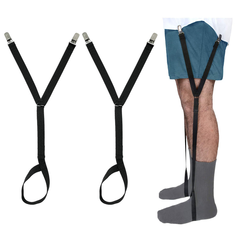 [Australia] - Stirrup Style (Loop) Shirt Stays - Adjustable Elastic Shirt Stay 2-Pack (1 Pair - Black) Deluxe Stirrup Style (Black) 