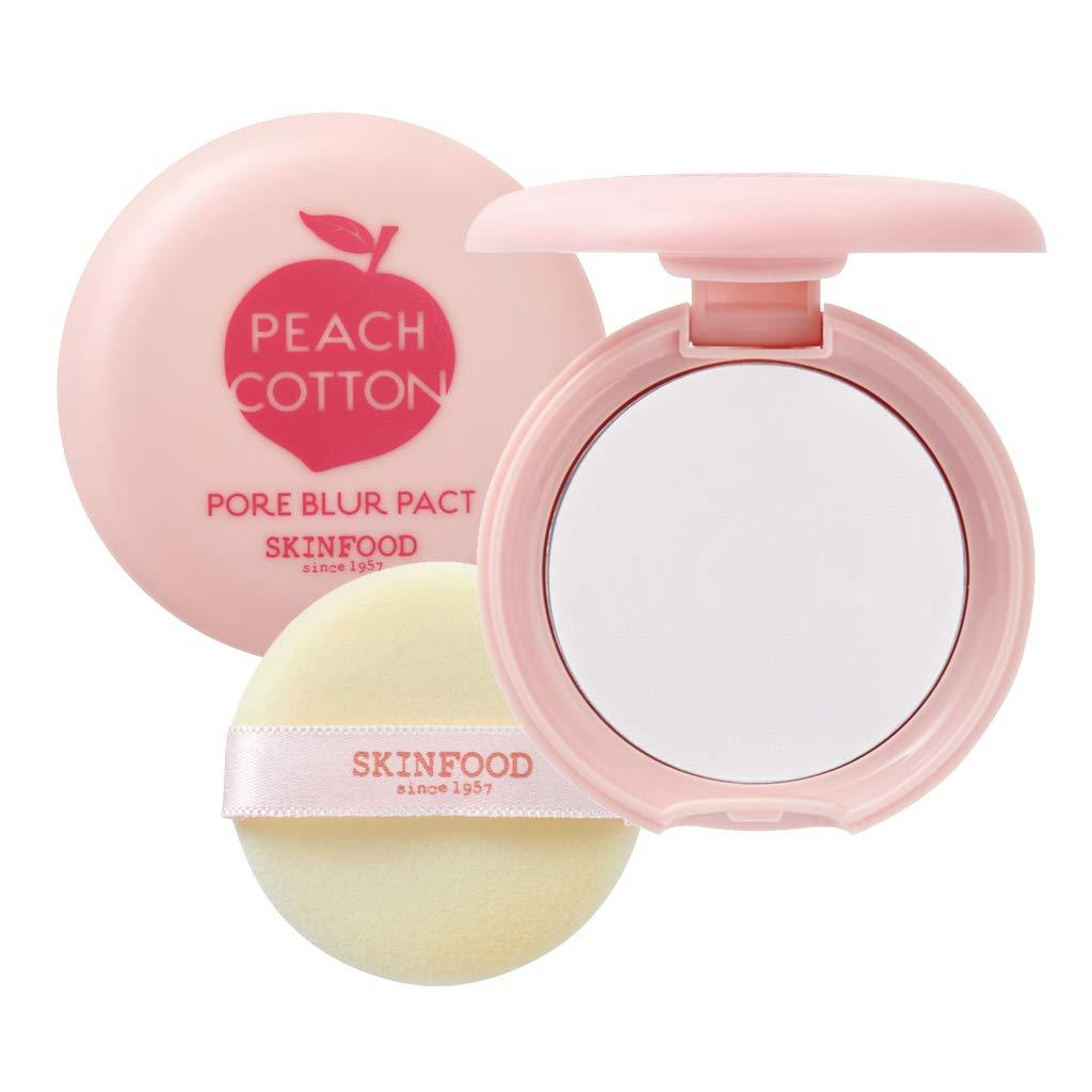 [Australia] - SKINFOOD Peach Cotton Pore Blur Pact - Sebum Control Pack with Silky Texture - Long Lasting Makeup Fixing - Pore Primer with Mineral Powder for Oily Skin - Pore Quick Minimizer (4g) Bur Pact 4g 