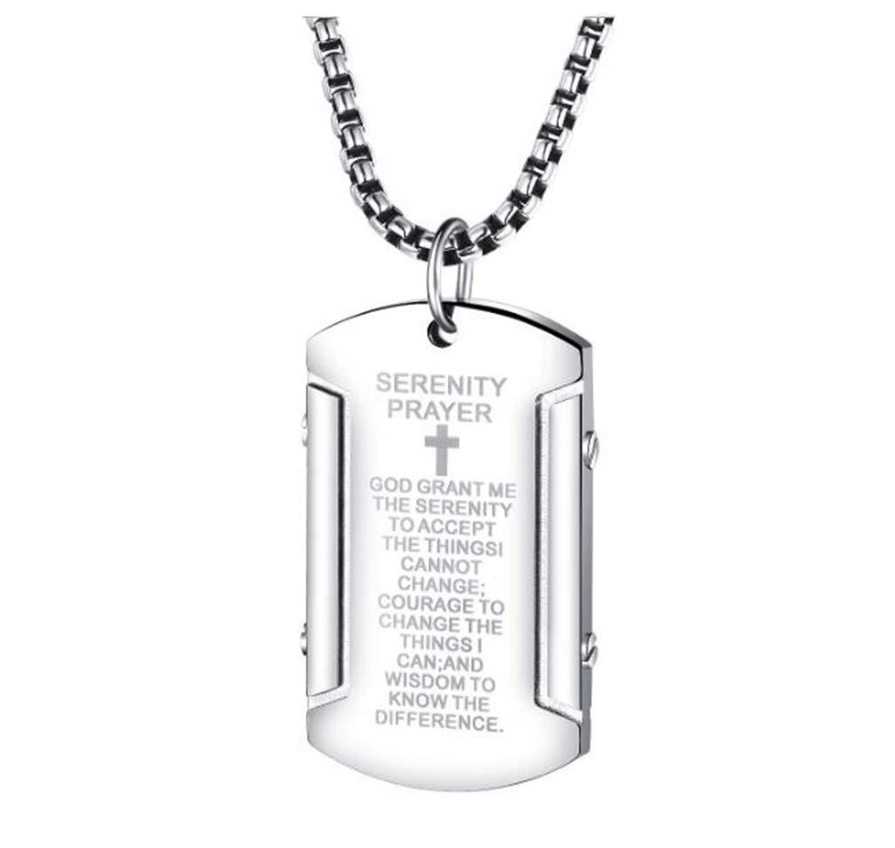 [Australia] - AZYOUNG Vintage Bible Cross Stainless Steel Dog Tag Necklace Silver 