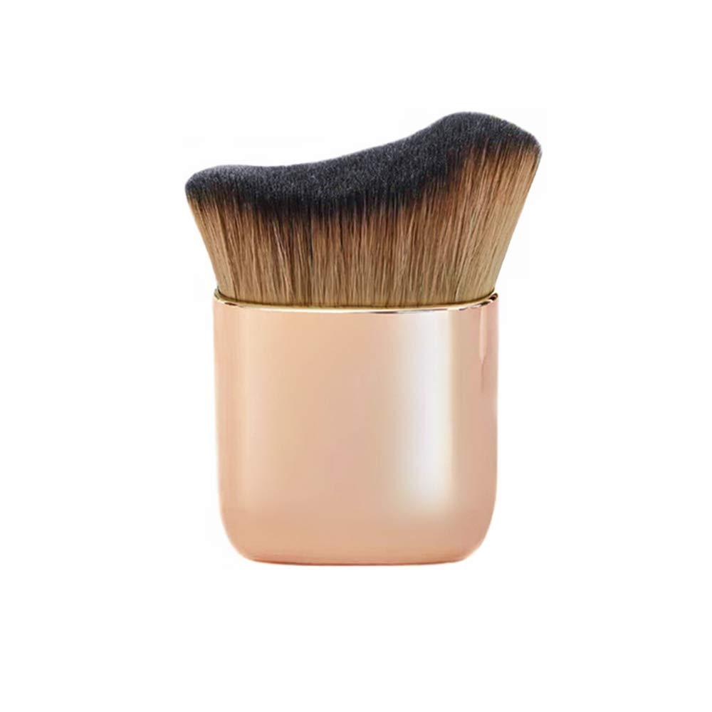 [Australia] - GOERTI Powder Mineral Brush Kabuki Makeup Brush for Face Large Coverage Mineral Loose Powder or Liquid Foundation, Angled Blush Brush Curvature Fits Cheek and Jaw (Pink gold) Pink gold 