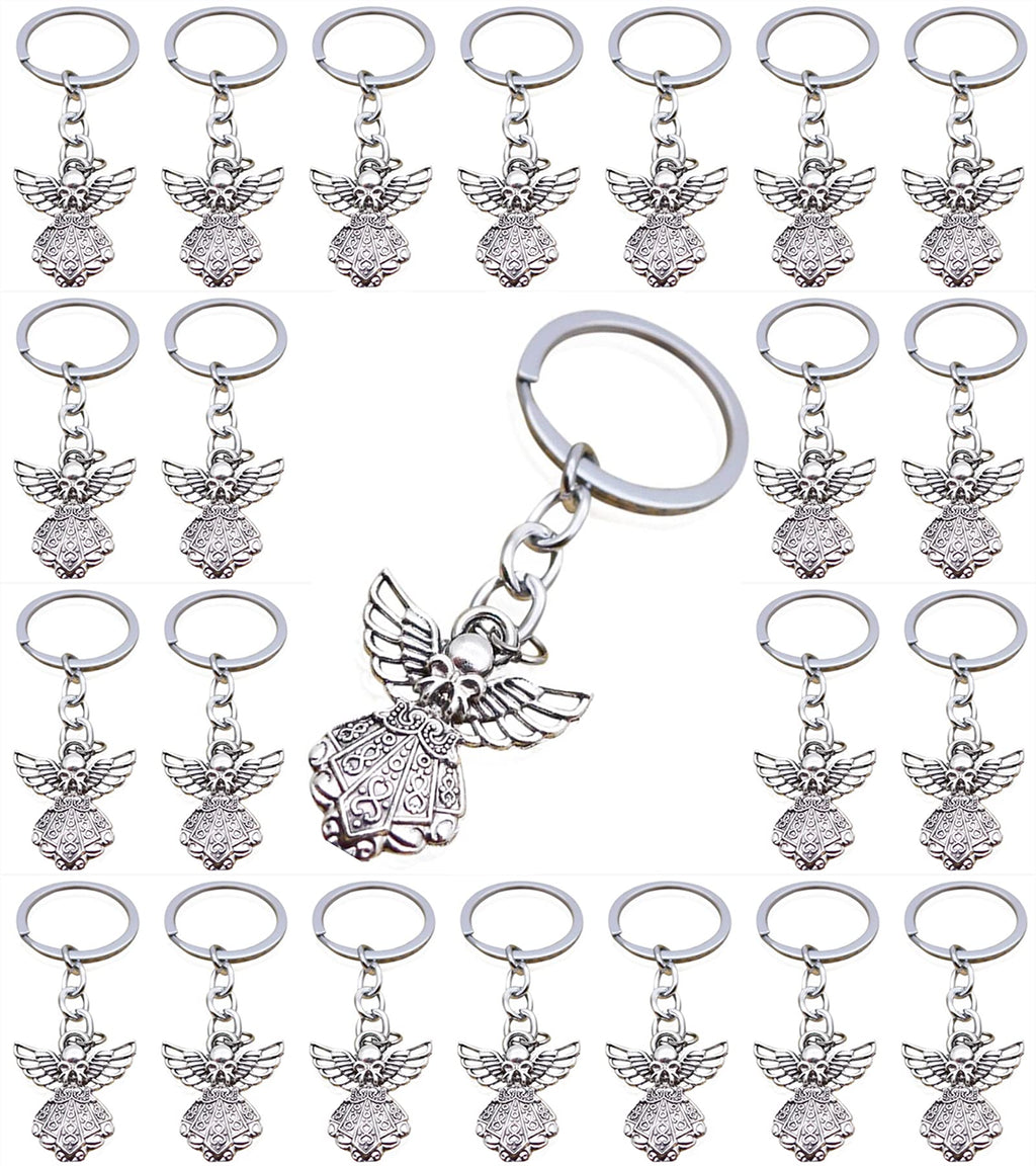 [Australia] - PHAETON 50PCS Silver Tone Guardian Angel Charm Keychain Key Ring 