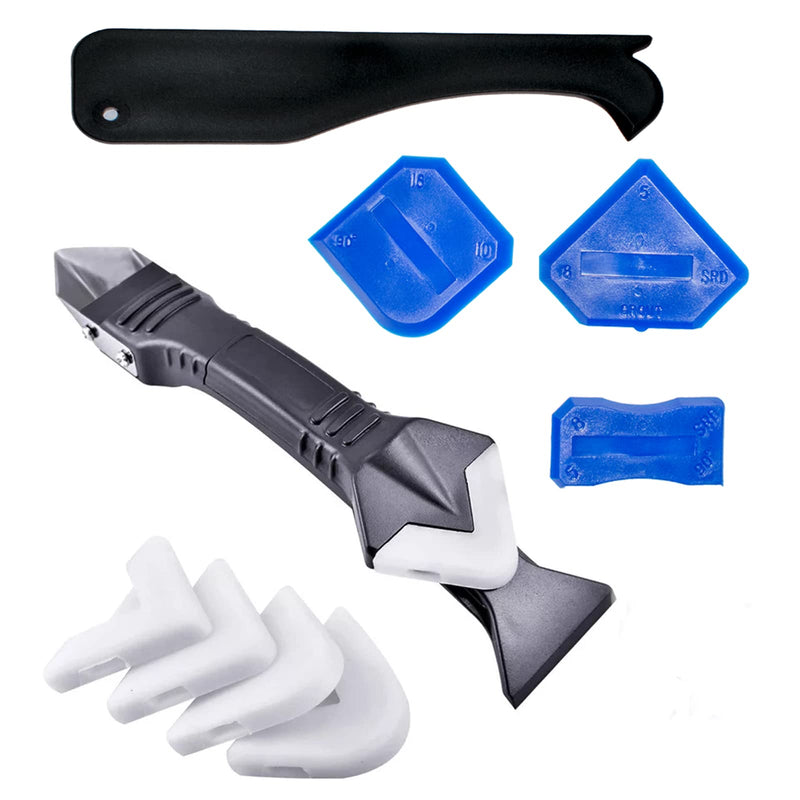 [Australia] - YOBZUO 3 in 1 Silicone Caulking Tools（stainless steelhead）, Sealant Finishing Tool Grout Scraper, Reuse and Replace 5 Silicone Pads, Great Tools for Kitchen Bathroom Window, Sink Joint 