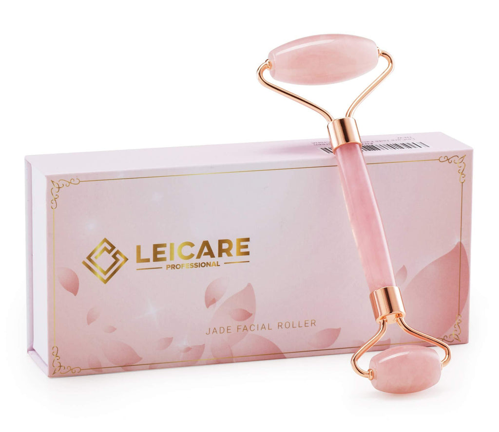 [Australia] - Jade Roller for Face - Rose Quartz Face Roller Skin Care - Stone Facial Roller, Face Massager for Women, Relieve Stress, Remove Wrinkles Eye Puffiness 