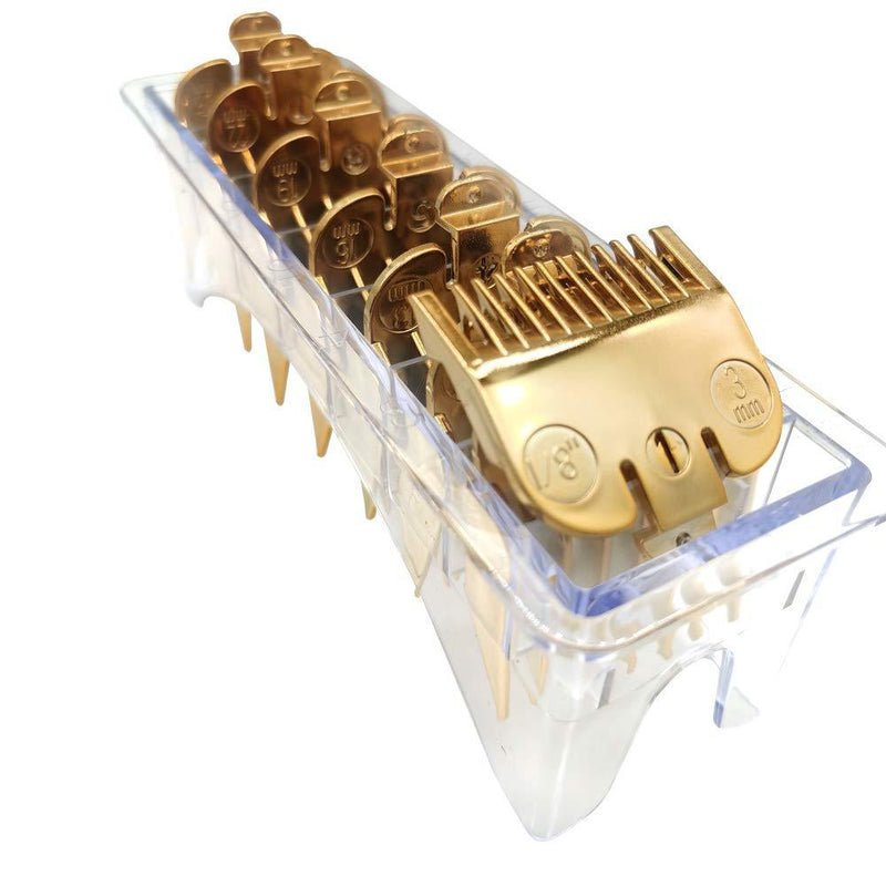 [Australia] - Professional Hair Clipper Guards Guides Gold Color Coded Cutting Guides #3170-400- 1/8” to 1 fits for most of W Clippers (Gold) 