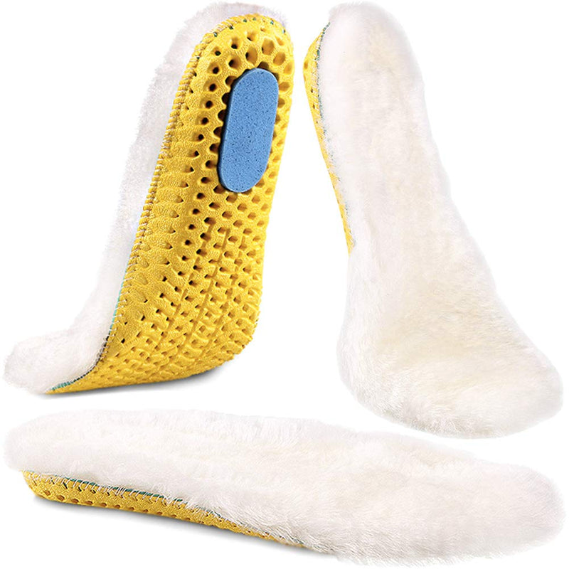 [Australia] - Ailaka Sheepskin Sport Wool Insoles for Women & Men, Premium Thick Fur Fleece Replacement Warm Inserts for Shoes Boots Slippers Sneakers 11 M US Women/9 M US Men 1 Pair 