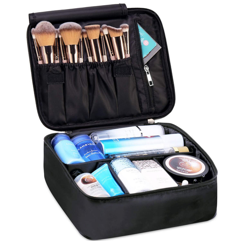 [Australia] - Travel Makeup Bag Large Cosmetic Bag Make up Case Organizer for Women and Girls (A-Black) A-Black 