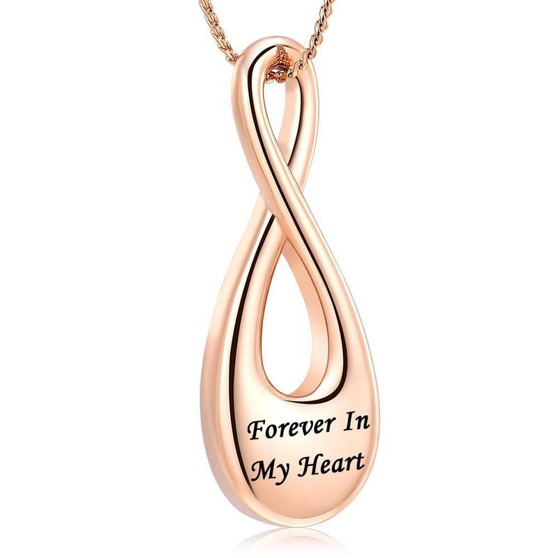 [Australia] - 8 shape Memorial Keepsake Ashes Urn Pendant Necklace,Forever In My Heart,Cremation Jewelry for Pet/Human Rose Gold(small) 