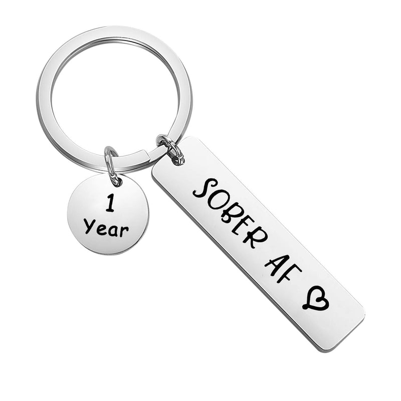 [Australia] - ENSIANTH 1 Year 2 Years 5 Years Sobriety Anniversary Keychain Sobriety Gift AA NA Recovery Jewelry Sober AF Encouragement Gift 1 year key 