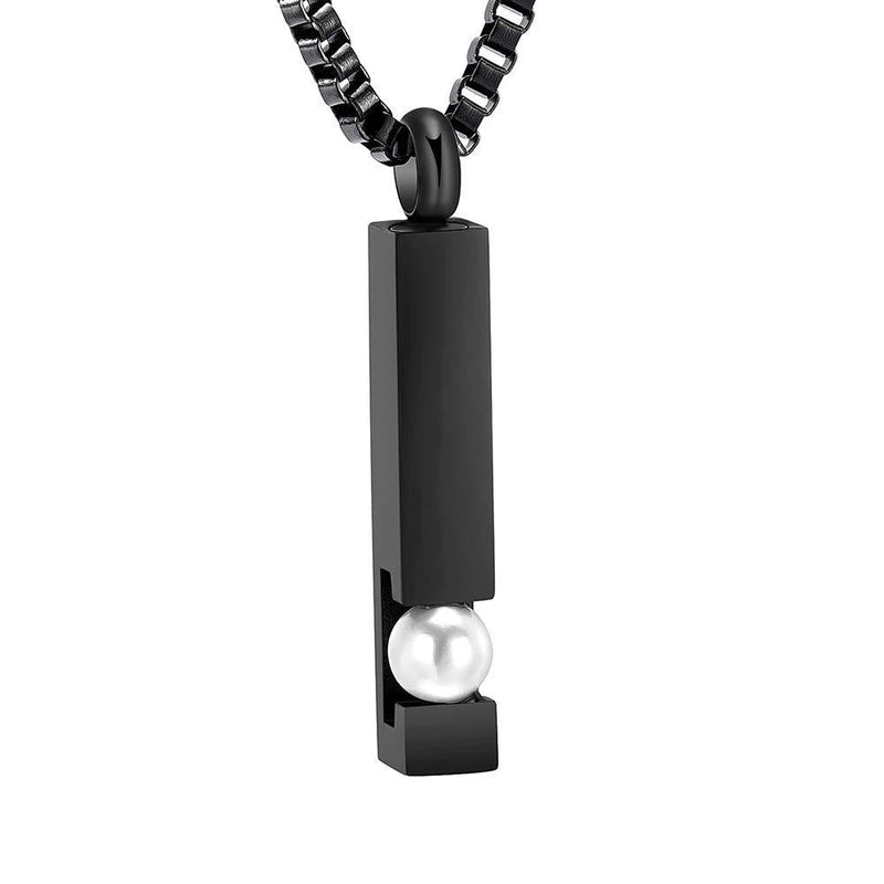 [Australia] - XSMZB Crystal Cremation Urn Jewelry Cube Memorial Ashes Necklace Pendant Keepsake- Black Birthstone Series Pearl 