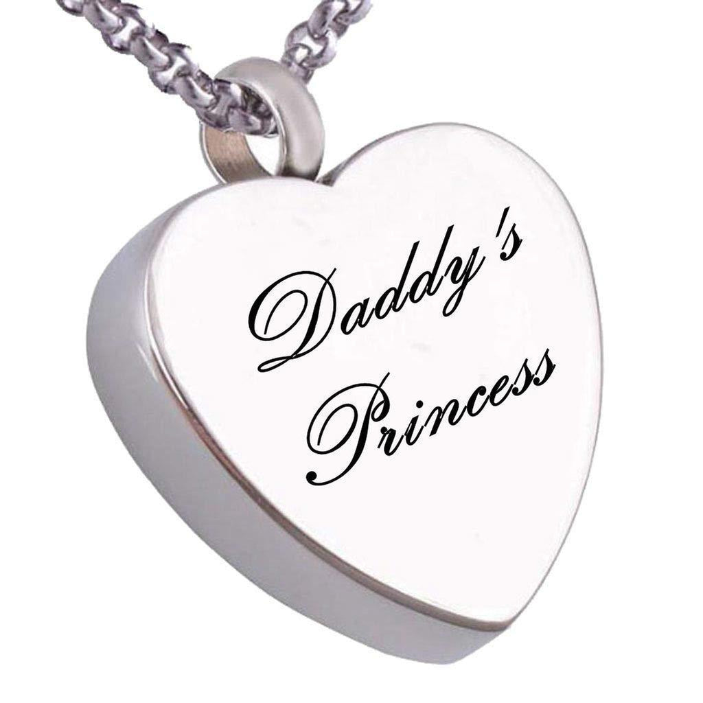 [Australia] - Sojewe Urn Necklace for Ashes Love Heart Pendant Letter Daddy's Princess Cremation Holder Memory Keepsake 