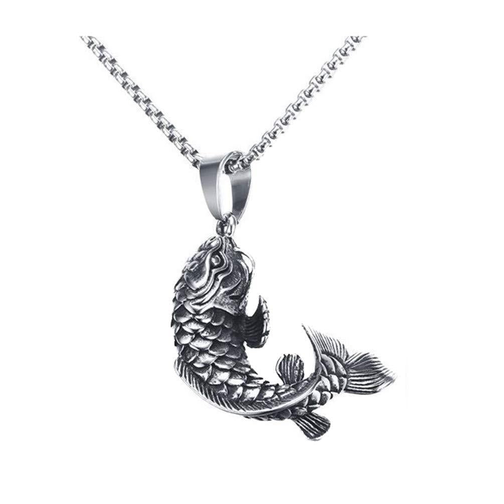 [Australia] - PAMTIER Unisex Vintage Lucky Sign Chinese Koi Carp Amulet Pendant Necklace With Chain 