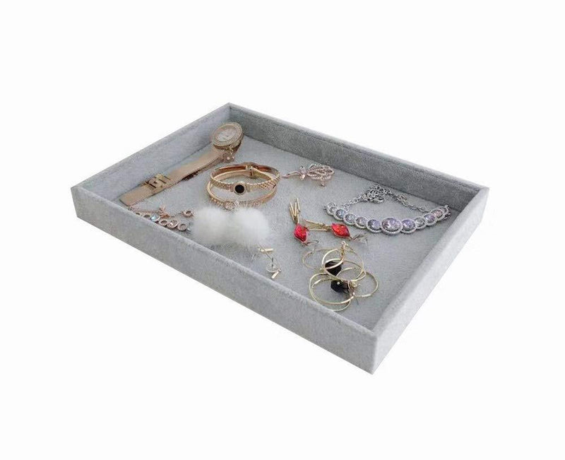 [Australia] - Svea Display Premium Quality Gray Plus Velvet Extra Soft Jewelry Art Collection Tray Organizer Stackable Storage Multifunction Draw Divider (Flat Tray) Flat Tray 