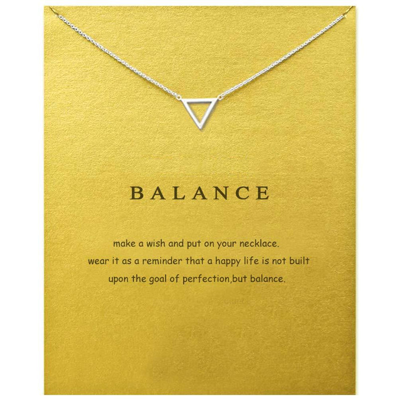 [Australia] - LANG XUAN Message Card Compass Pendant Necklace Friendship Starfish Good Luck Elephant Pendant Chain Necklace with Gift Card Silver Triangle 