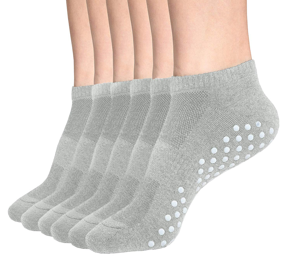 [Australia] - Womens & Mens Low Cut Socks,DIBAOLONG 6-Pair Ankle No Show Athletic Short Cotton Socks 6 Pair With Grips (6 Gray) 8-9.5 