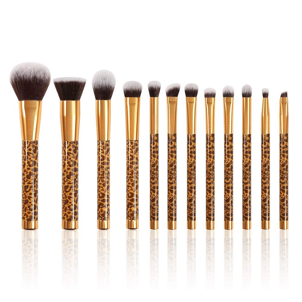 [Australia] - Docolor Makeup Brushes Leopard 12 Pieces Professional Makeup Brush Set Premium Synthetic Brushes Set Kabuki Foundation Blending Brush Face Powder Blush Concealers Eye Shadows Make Up Brushes Kit 12 Piece 