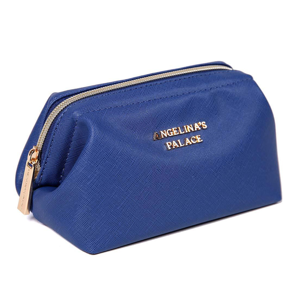 [Australia] - Angelina's Palace Vegan Leather Waterproof Travel Cosmetic Bag Toiletry Organizer Makeup Pouches(dark chambray) dark chambray 