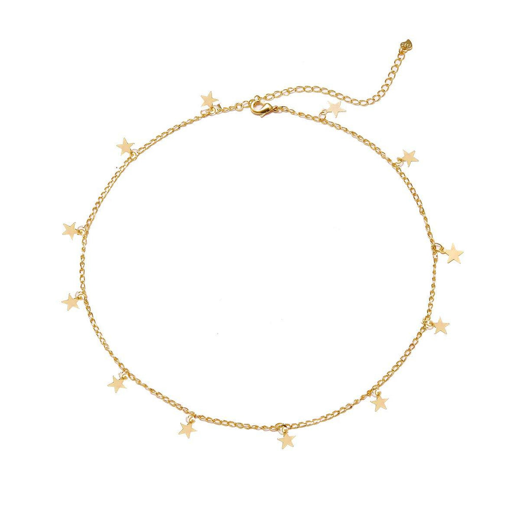 [Australia] - Star Choker Necklace for Women Dainty 14K Gold Plated Layered Choker Necklace Jewelry for Teen Girls A:Gold Star 