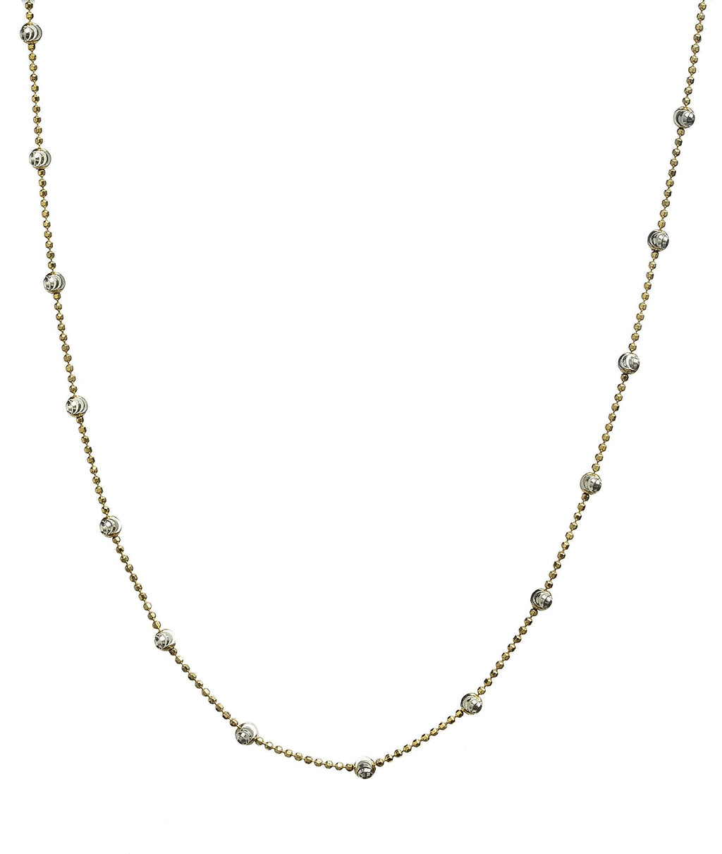 [Australia] - 18k Gold Flashed Sterling Silver Two Tone Diamond-Cut Bead Station Necklace, 16" - 20" 18.0 Inches 