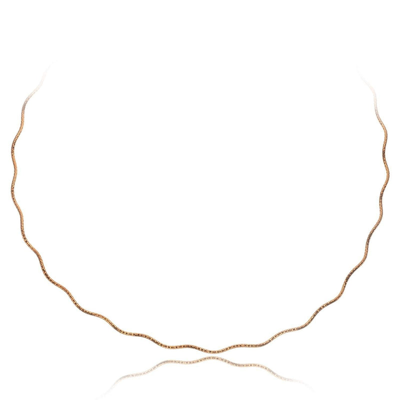 [Australia] - Rose Gold Flashed Sterling Silver 1.5mm Italian Wavy Spring Omega Necklace, 16" - 20" 16.0 Inches 