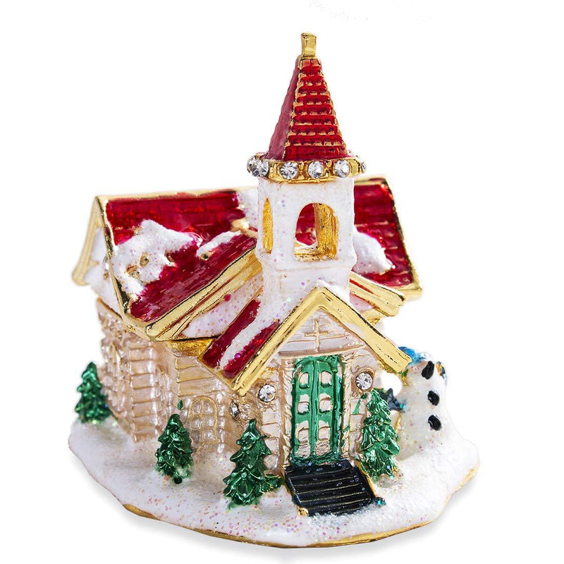 [Australia] - Xmas Villa Jewelry Trinket Box Hinged Jewelled Jewelry Boxes Ornament Gift 