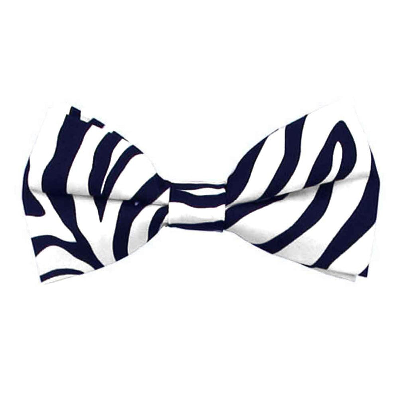 [Australia] - Jacob Alexander Men's Zebra Animal Print Black and White Pre-Tied Adjustable Banded Bow Tie 