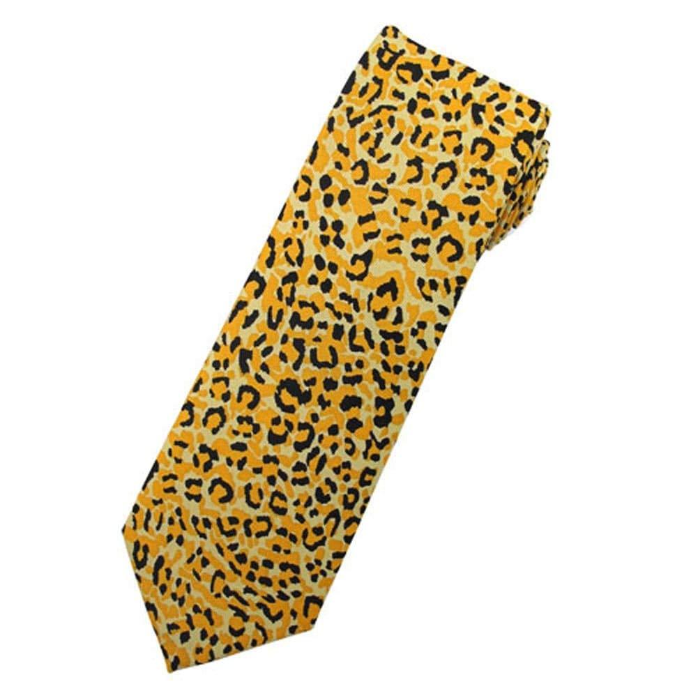 [Australia] - Jacob Alexander Men's Cheetah Animal Print Slim Width Neck Tie 