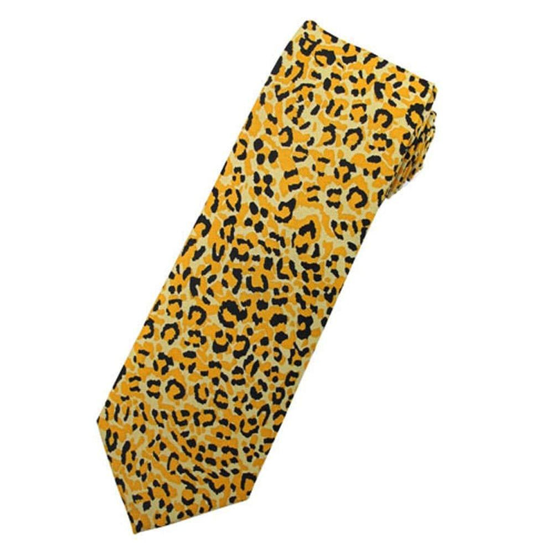 [Australia] - Jacob Alexander Men's Cheetah Animal Print Slim Width Neck Tie 