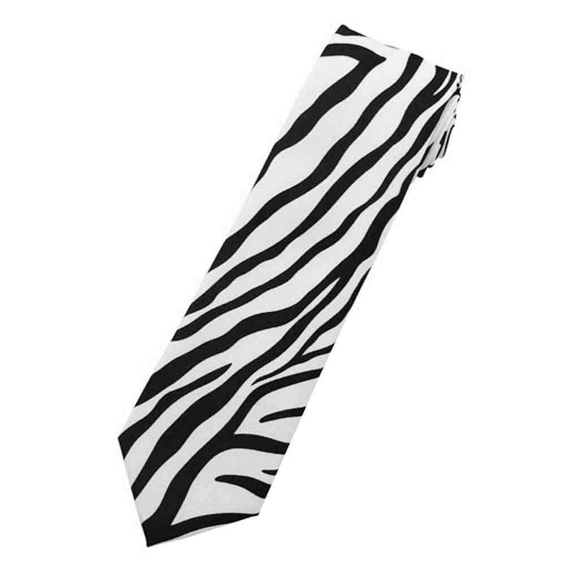 [Australia] - Jacob Alexander Men's Zebra Animal Print Black and White Regular Length Neck Tie 