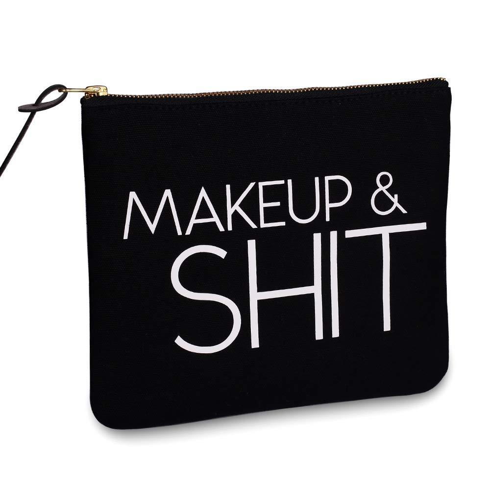 [Australia] - SHERWAY Funny Makeup Bags, Quote Cosmetic Zipper Pouch, Cute Christmas Gift Birthday Gift for Girls Women Sisters Friends (Black, 8 x 9.5 inch) 