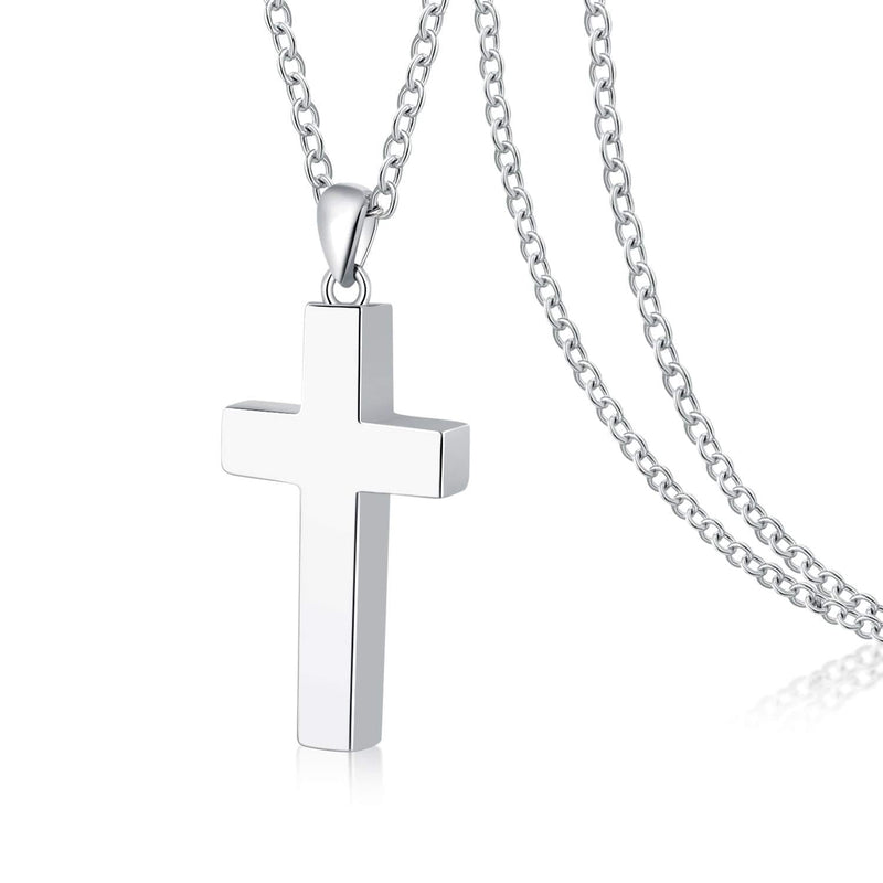[Australia] - Cross Urn Necklace for Ashes 925 Sterling Silver Religious Cross Cremation Pendant Jewelry Faith Hope Love Gifts for Men Boys Cross Urn pendant 