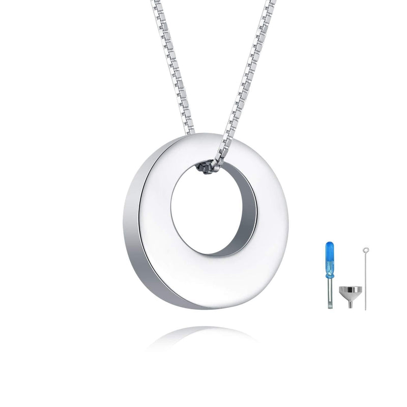 [Australia] - Jinlou Circle of Life Urn Necklace 925 Sterling Silver Cremation Eternity Memorial Pendant for dog ashes jewelry earn necklace for ashes 