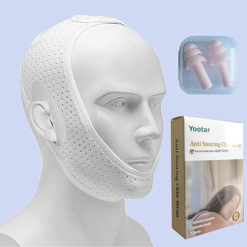 [Australia] - Anti Snoring Chin Strap for Cpap Users, Comfortable Mesh Breathable My Stop Snoring Solution Chin Strap Anti Snore Stopper Anti Snoring Devices Strips Mask Belt Head Jaw Sleep Aid for Women Men(White) 