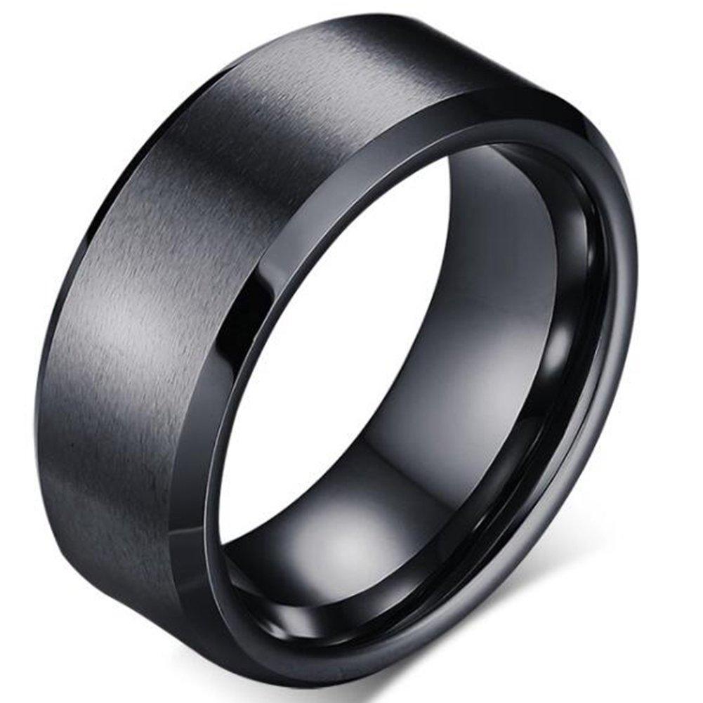 [Australia] - 8mm Brushed Matte Black Titanium Stainless Steel Classical Simple Plain Ring Wedding Band silicone 5 