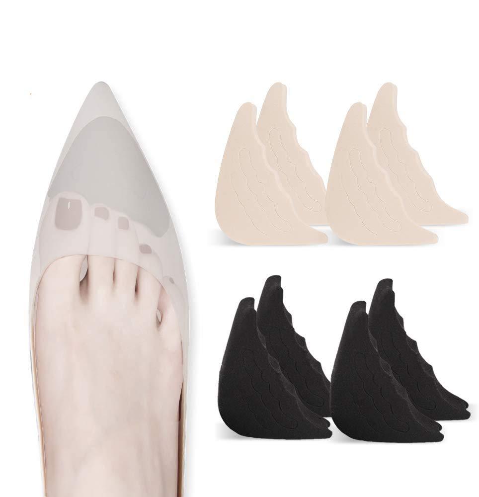 [Australia] - 4 Pairs Toe Filler Inserts Adjustable Toe Plug Reusable Shoe Filler for Too Big Shoes for Women Men Unisex Pumps Flats Sneakers - Black + Beige 