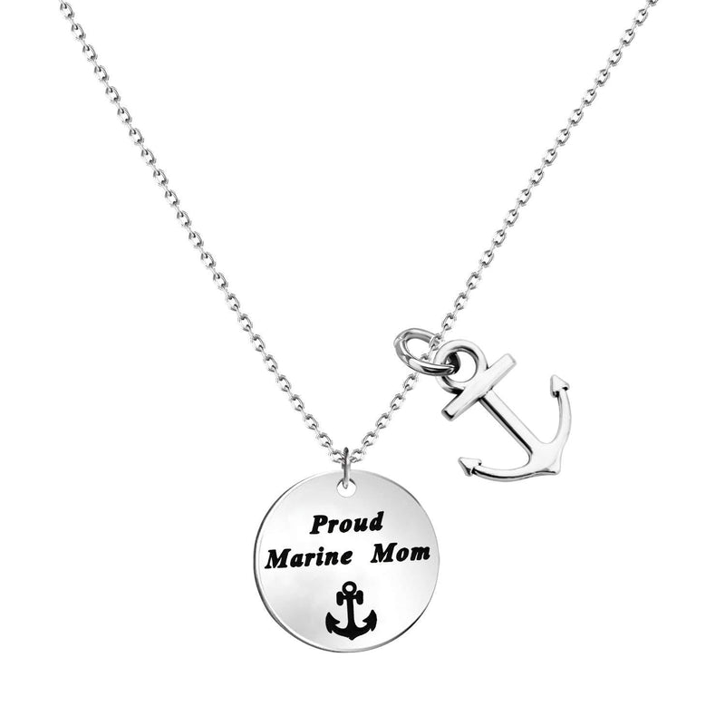 [Australia] - LQRI Marine Corps Mom Gift Proud Marine Mom Necklace with Anchor Charm USMC Mom Jewelry Military Mom Jewelry Gift for Marine Mom 