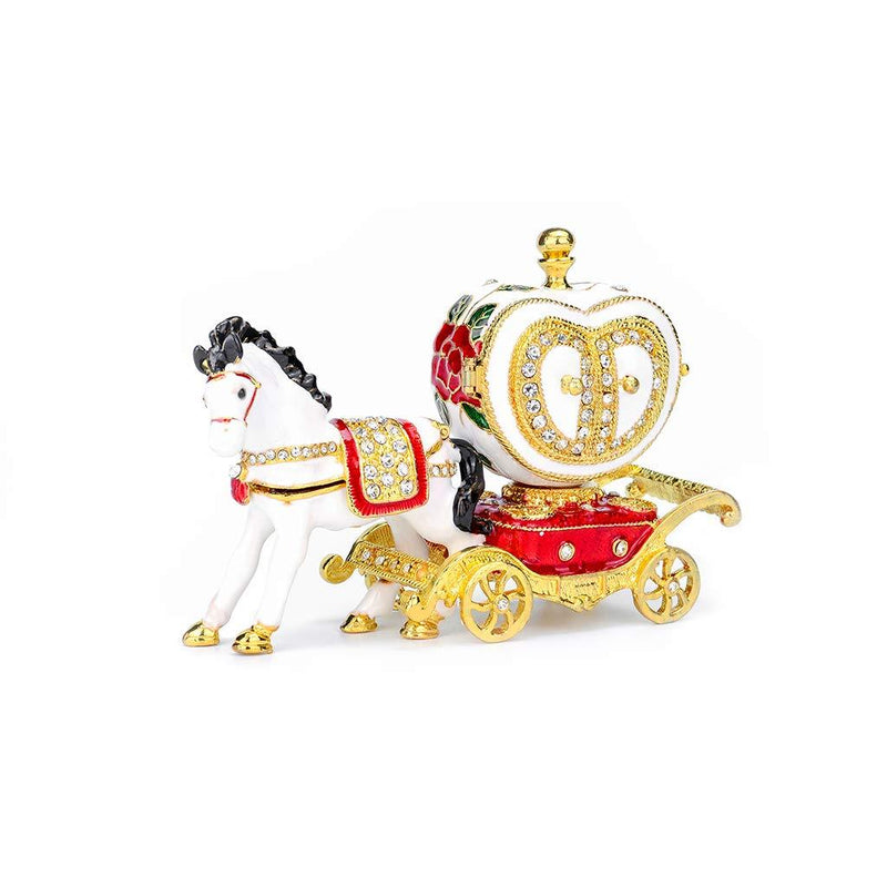 [Australia] - Furuida Love Heart Carriage Jewelry Trinket Box with Hinged Enameled Crystal Ornaments Gift for Home Decor 