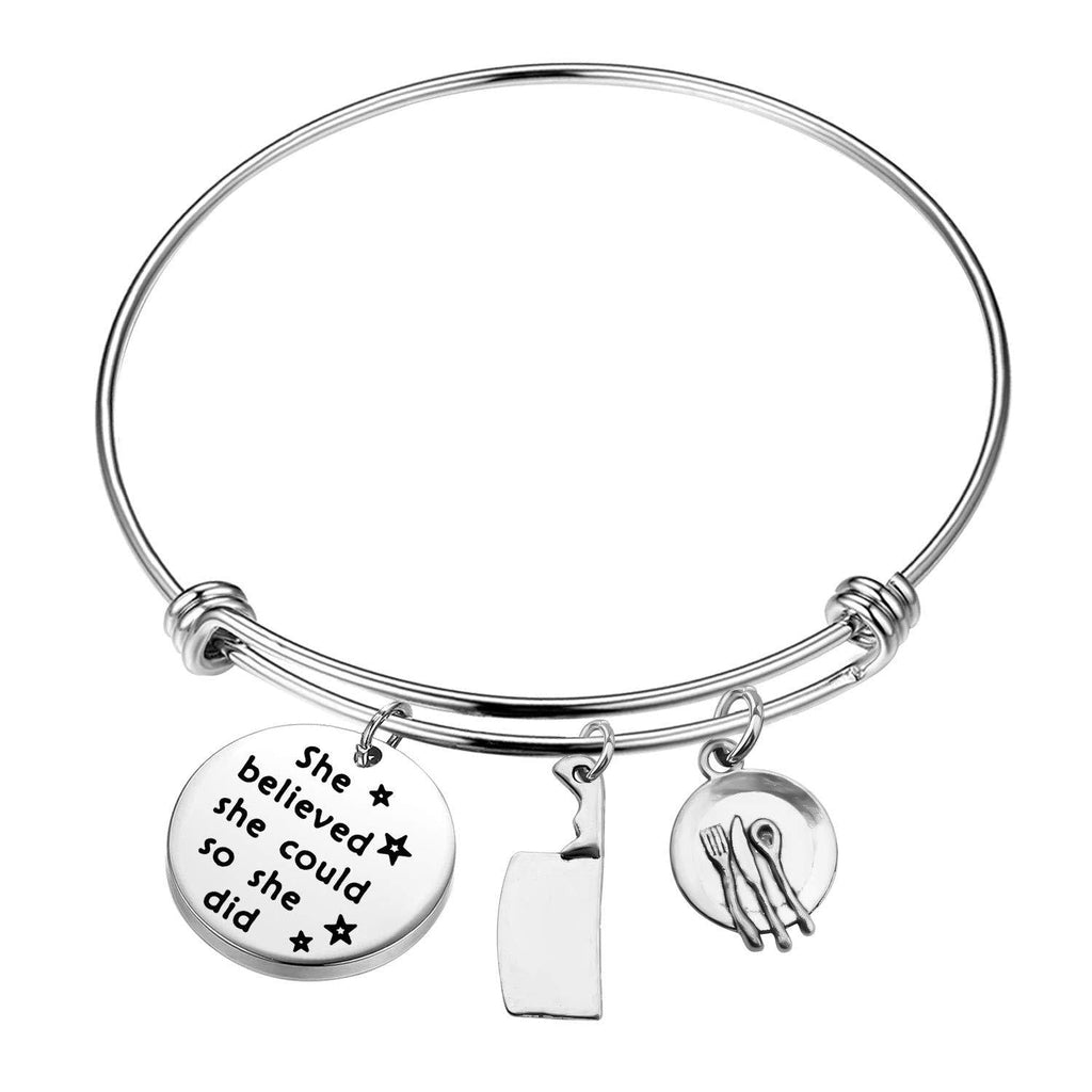 [Australia] - AKTAP Chef Gift Chef Bracelet She Believed She Could So She Did Cooking Lover Gift Chef Jewelry Culinary Graduation Gift for Women Girls 