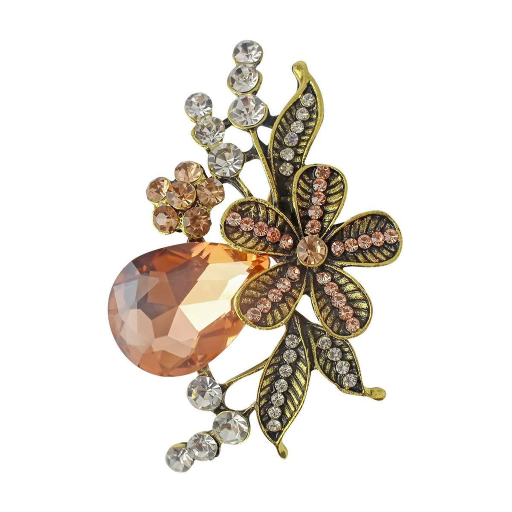 [Australia] - Merdia Flower Brooch Vintage Branch Flower Leaves Brooch pin Imitation Crystal Brooch 