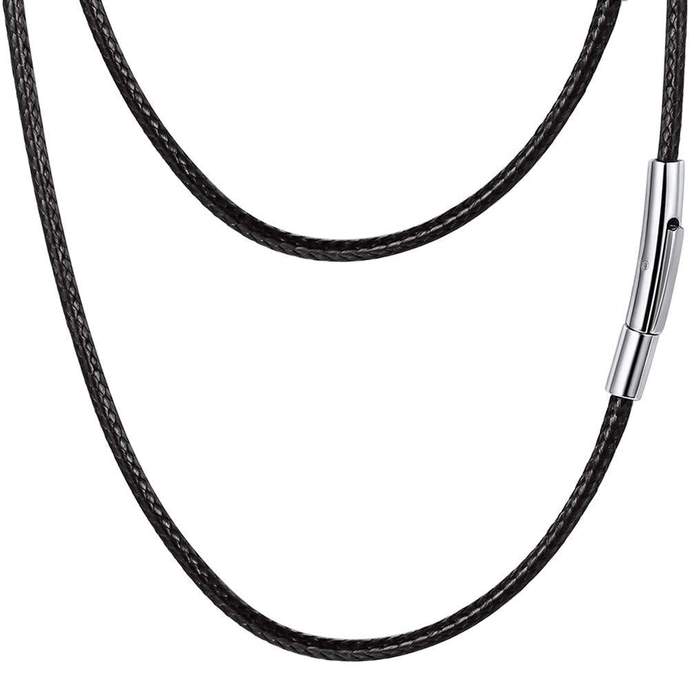 [Australia] - PROSTEEL Waxed Rope Braided Leather Necklace Cord Sturdy Soft Comfortable, 16”-30”, Stainless Steel Durable Clasp, Come Gift Box 01 black-0.08inch(2mm) 28.0 Inches 