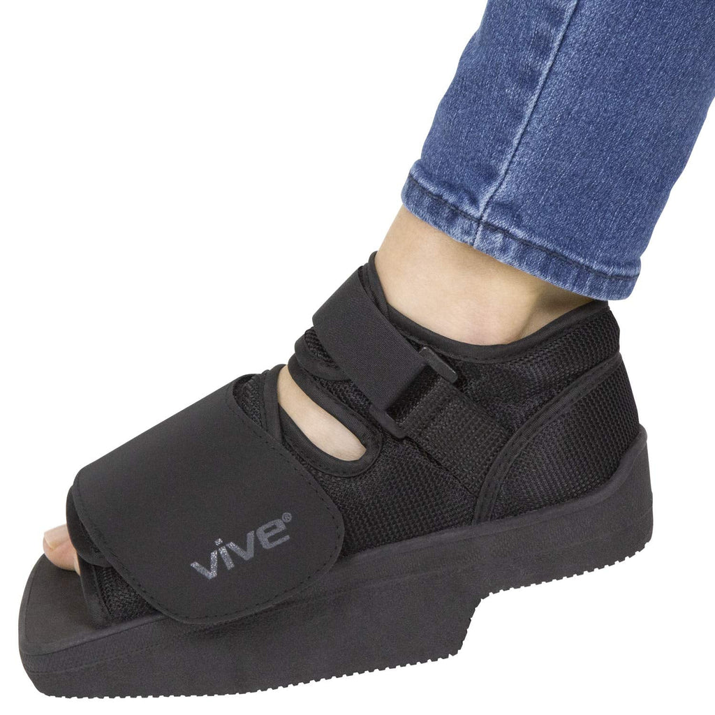 [Australia] - Vive Wedge Post-Op Shoe - Offloading Boot for Heel or Ankle Pain - Medical Foot Recovery for Bone or Soft Tissue Surgery, Fracture, Plantar Fasciitis, Ulcerations, Feet (Men's up to 6.5/Women's 6-8) Small (Pack of 1) 