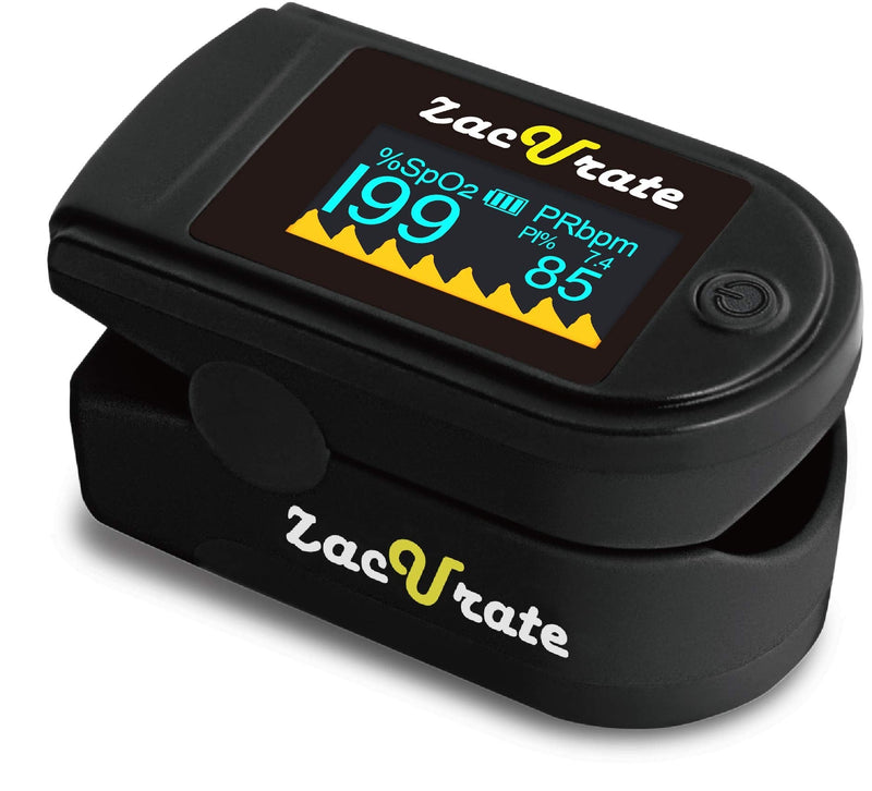 [Australia] - Zacurate 500C Elite Fingertip Pulse Oximeter Blood Oxygen Saturation Monitor with Silicon Cover, Batteries and Lanyard (Mystic Black) 